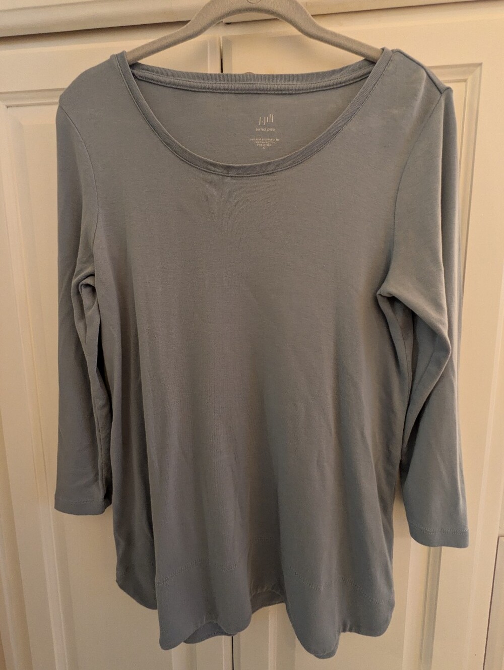 J Jill Slate Blue Women's Scoop Neck Pima Cotton Long Sleeve Top in Size M